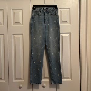 00 white flower Hollister jeans